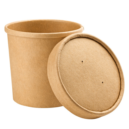 Супница 450мл 96*78*93мм крафт с бумажной крышкой ,картон 25/250