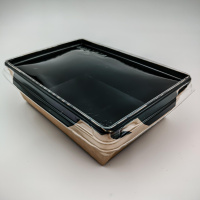 Салатник  400 мл LAM-GEOBOX-400 крафт черный внутри 145х100х45 мм прозрачная крышка 50/ 400 шт/кор