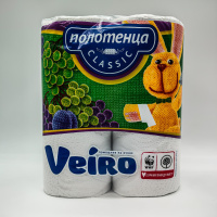 Полотенца бумажные Veiro Classic белые 12м 2-сл. 2рул/уп/12