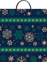 Пакет-сумка пласт ручка 440х400х0,100 Изумрудные снежинки ПВД /10/100