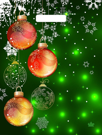 Пакет вырубная ручка 400х310х0,060 ламин Шары в зеленых огнях /50/500