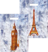 Пакет вырубная ручка 400х310х0,060 Лондон-Париж ПВД /50/500