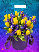 Пакет вырубная ручка 400х310х0,060 ламин Желтые тюльпаны /50/500