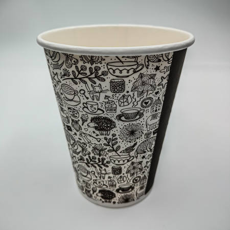 Стакан бумаж.однослойный 350мл Кофе  50/1000