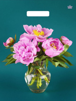 Пакет вырубная ручка 400х310х0,060 ламин Любимые пионы /50/500