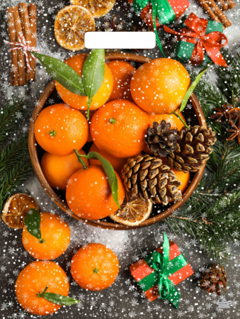 Пакет вырубная ручка 400х310х0,060 ламин Мандарины /50/500