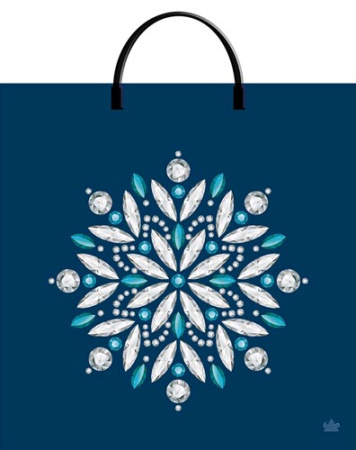 Пакет-сумка пласт ручка 360х370х0,100 Снежинка в аквамарине ПВД /10/100