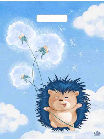 Пакет вырубная ручка 400х310х0,060 Ежик с одуванчиком ПВД /50/500