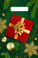 Пакет вырубная ручка 300х200х0,030 Новогодний подарок ПВД /100/3000