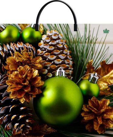 Пакет-сумка пласт ручка 360х370х0,100 Зеленые шары/100