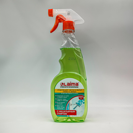 Средство для мытья стекол и зеркал с нашатырным спиртом 500мл, ЛАЙМА PROFESSIONAL,распылитель/12