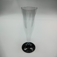 Фужер для шампанского ФЛЮТЕ 150/170мл прозрачный (низкая черная ножка) 6/450