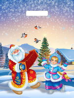 Пакет вырубная ручка 400х310х0,060 ламин Новогодний концерт /50/500