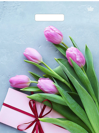 Пакет вырубная ручка 400х310х0,060 Тюльпаны в подарок ПВД /50/500