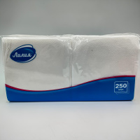 Салфетки бумажные  белые 1-сл 250 листов Лилия 24*24 /21