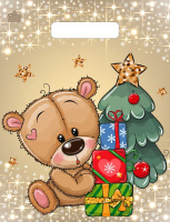 Пакет вырубная ручка 300х230х0,030 Мишкины подарки ПВД /100/3000