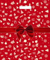 Пакет вырубная ручка 450х380х0,060 ламин Красный бантик /50/500