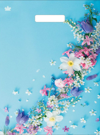 Пакет вырубная ручка 400х310х0,060 Очаровательные цветы  ПВД /50/500