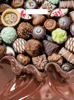 Пакет вырубная ручка 400х310х0,060 ламин Шоколадные конфеты /50/500