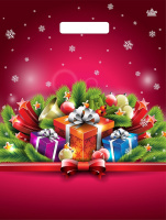 Пакет вырубная ручка 400х310х0,060 Малиновый подарок ПВД /50/500