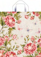 Пакет петлевая ручка 400х360х0,037 Розы и бабочки ПВД /50/300