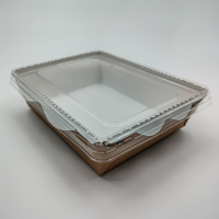 Салатник  500 мл LAM-GEOBOX-500 крафт белый внутри 160х120х45 мм прозрачная крышка 50/ 300 шт/кор