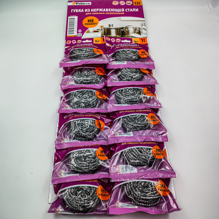 Губка металлическая 16гр на листе 12шт. PATERRA /360