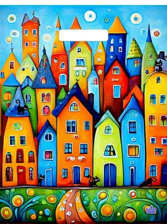 Пакет вырубная ручка 400х310х0,030 Сочные краски ПВД /50/1300