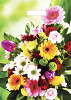 Пакет вырубная ручка 450х380х0,060 Праздничный букет ПВД /50/500