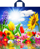 Пакет петлевая ручка 420x380x0,037 Море цветов ПНД /50/300