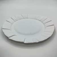 Тарелка бумажная D=175мм цвет белый цветное дно 100/2000