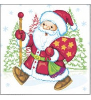 Салфетки бумажные  Лилия 24х24 с рисунком "Дед Мороз " 1сл 40л/32
