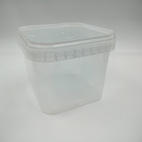 Ведро квадратное пищевое 1л с крышкой прозрачное /180