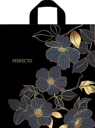 Пакет петлевая ручка 400х370х0,095 Перфекто Цветы ПВД /25/300