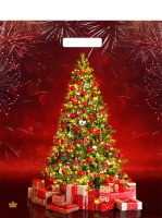 Пакет вырубная ручка 450х380х0,060 ламин Елочное сияние /50/500