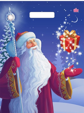 Пакет вырубная ручка 400х310х0,060 Новогоднее волшебство ПВД /50/500