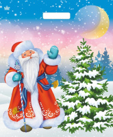 Пакет вырубная ручка 450х380х0,060 Привет от Мороза  ПВД /50/500