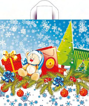 Пакет петлевая ручка 420х440х0,070 Подарки к Новому году ПВД /50/300