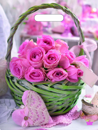 Пакет вырубная ручка 400х310х0,060 ламин Корзина роз /50/500