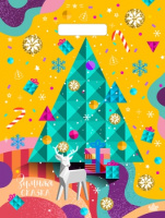 Пакет вырубная ручка 400х310х0,060 ламин Модная сказка  /50/500