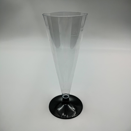 Фужер для шампанского Кристалл КОНУС 150мл прозрачный (низкая черная ножка) 6/390