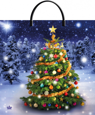 Пакет-сумка пласт ручка 360х370х0,100 Новогодняя красавица ПВД /10/100
