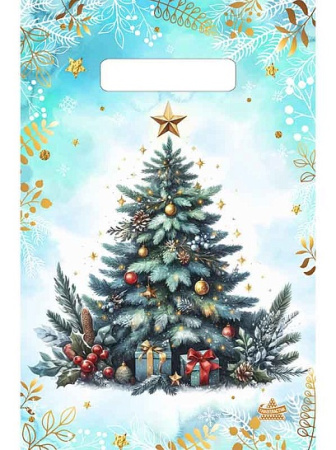 Пакет вырубная ручка 300х200х0,030 Акварельная ель ПВД /100/3000