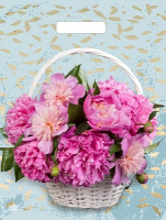 Пакет вырубная ручка 400х310х0,060 Корзина пионов ПВД /50/500