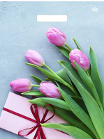 Пакет вырубная ручка 400х310х0,060 Тюльпаны в подарок ПВД /50/500