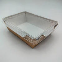 Салатник  400 мл LAM-GEOBOX-400 крафт белый внутри 145х100х45 мм прозрачная крышка 50/ 400 шт/кор