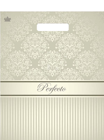 Пакет вырубная ручка 370х300х0,090 Перфекто Бежевое серебро ПВД /25/400