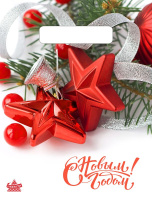 Пакет вырубная ручка 190х250х0,030 Алые звезды ПВД /100/3000