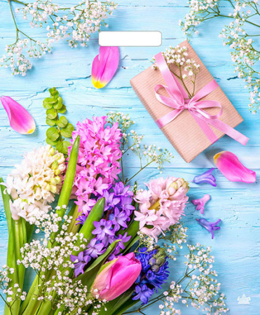 Пакет вырубная ручка 450х380х0,060 ламин Яркие гиацинты /50/500