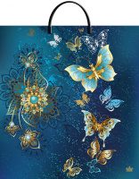 Пакет-сумка пласт ручка 440х400х0,100 Золотые бабочки ПВД /10/100